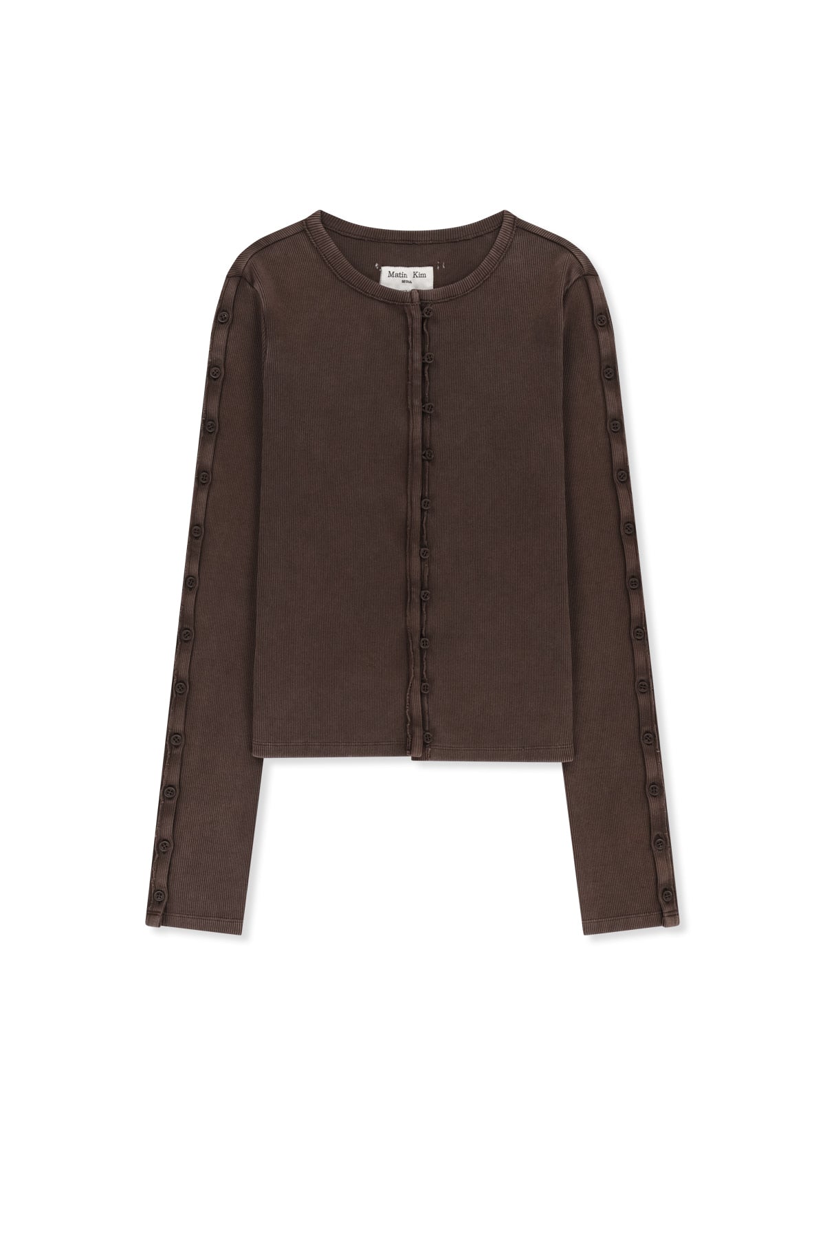 Matinkim Washed Rib Button Detail Top IN Brown