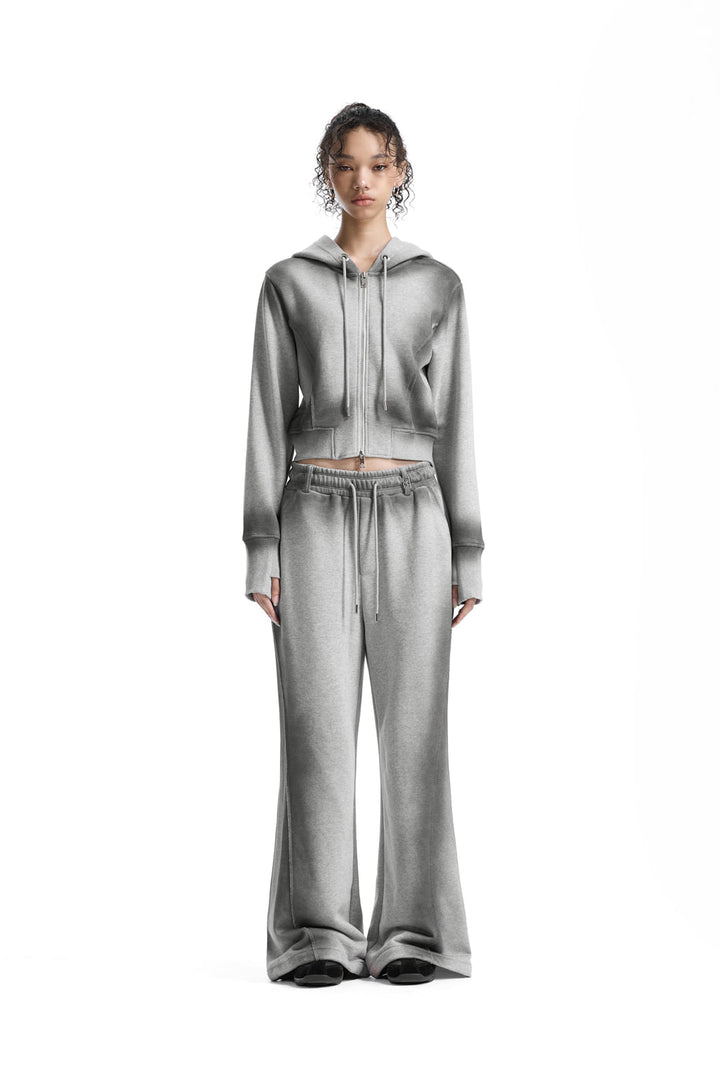 Treemingbird Brushed Set-Up Sweat Hoodie Zip-Up Melange Gray