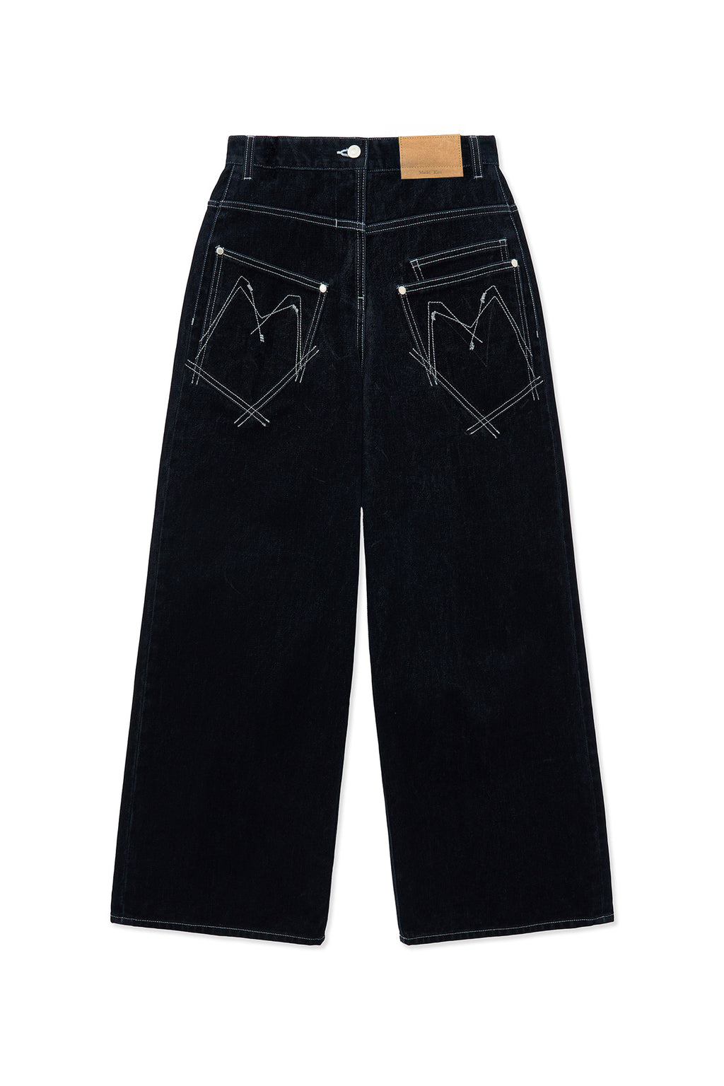 [matinkim] REVERSE VELVET WIDE DENIM PANTS IN NAVY
