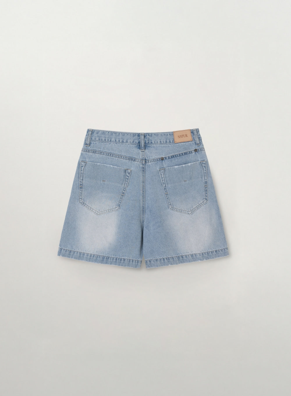 Satur (W) Washed Denim Shorts - Light Blue