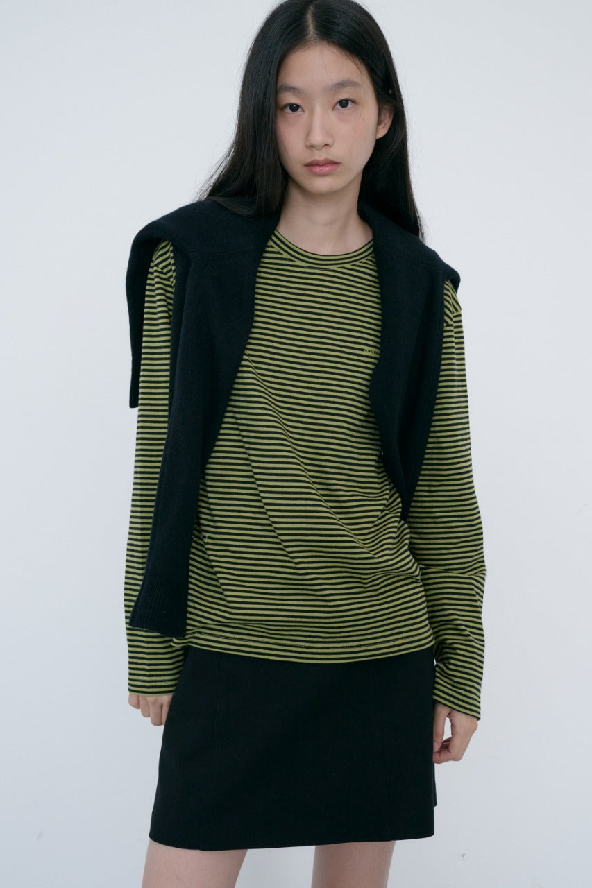 Dunst Unisex Muted Striped T-Shirt Olive Khaki