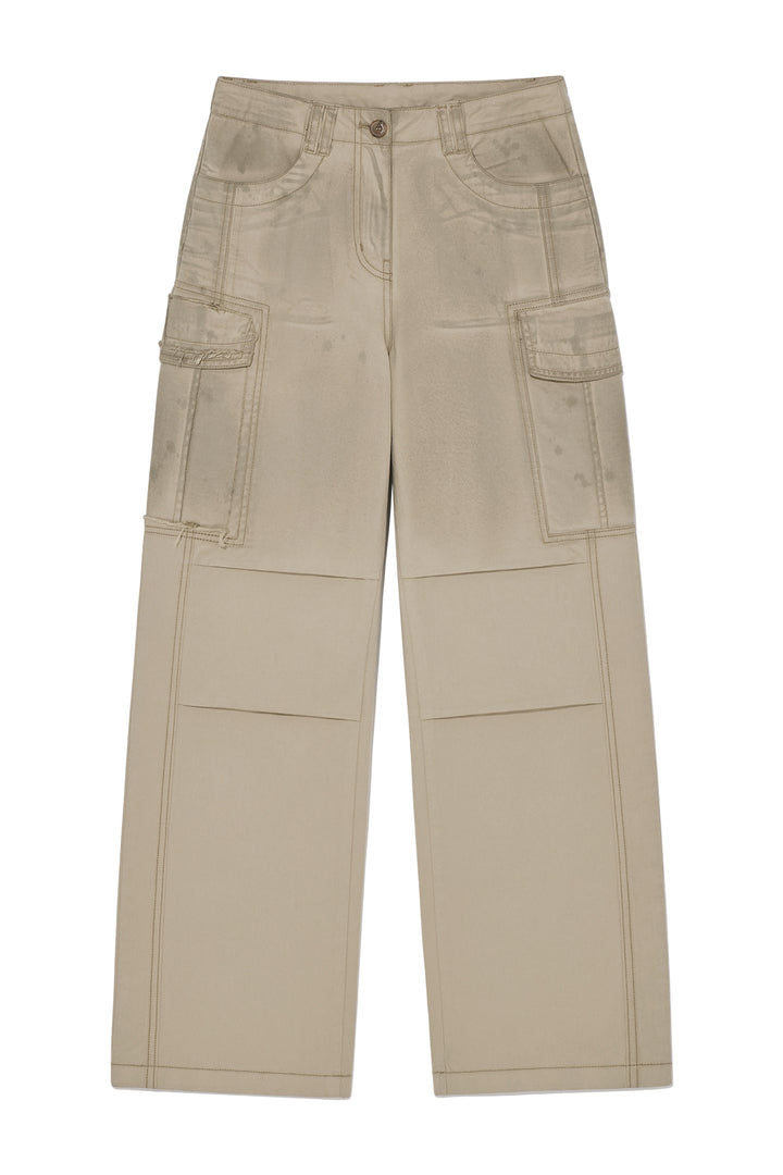 Matinkim Washed Cotton Cargo Pants IN Beige
