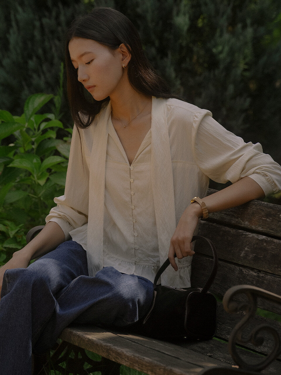 Tillidie Crinkle textured tie blouse Butter