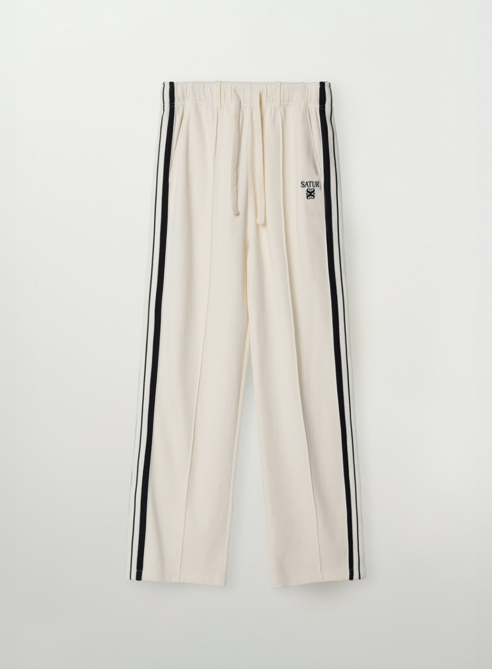 [satur] (W) Lawton Lining Track Pants - Cream Black