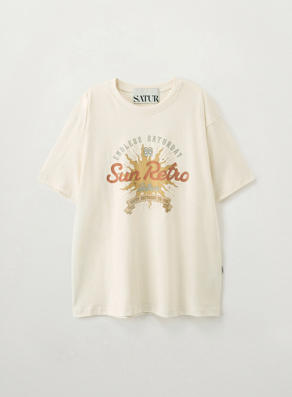 Satur New Sun Retro Graphic T-Shirt - Cream