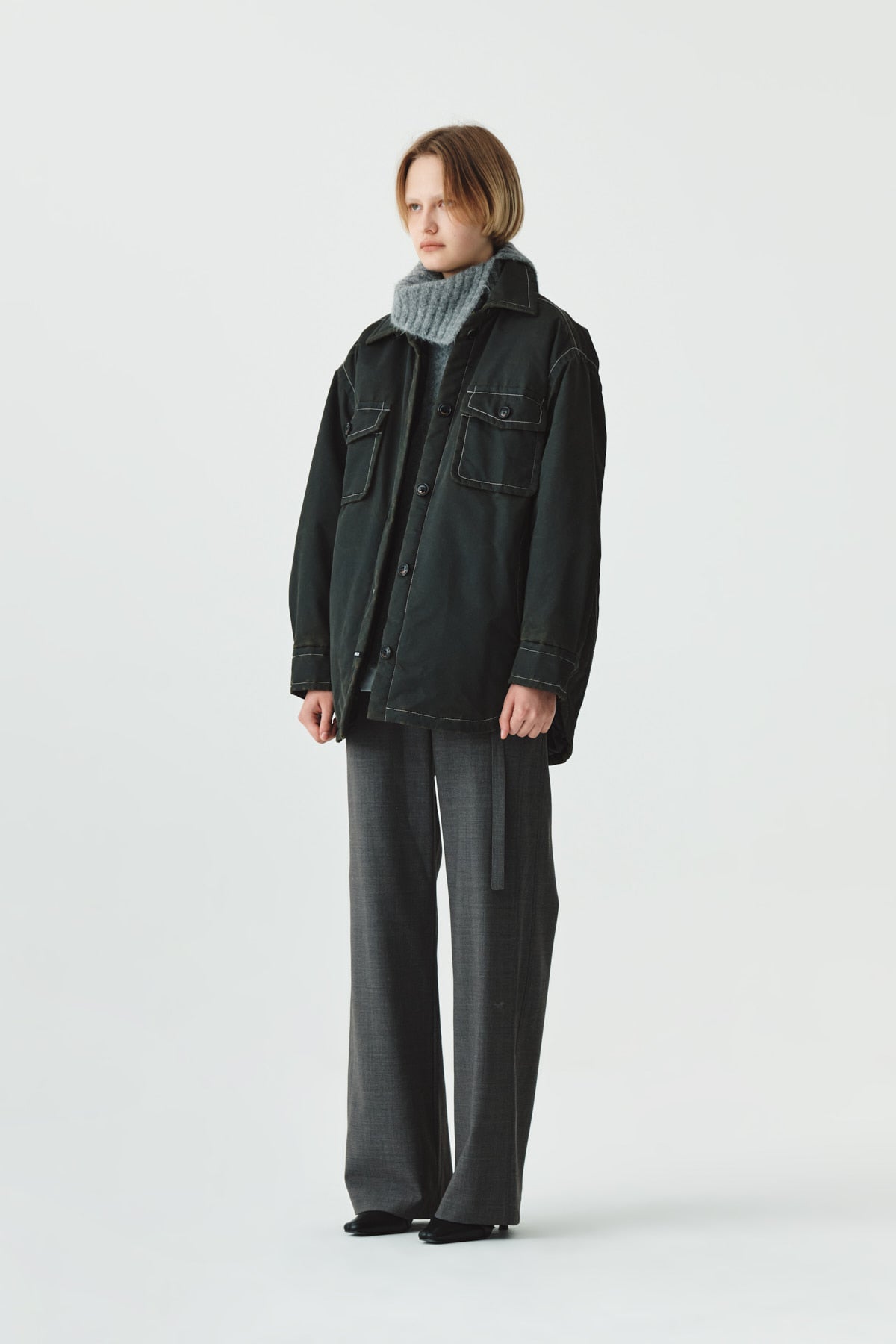 Matinkim Pocket Point Padded Shirt Jumper IN Dark Brown