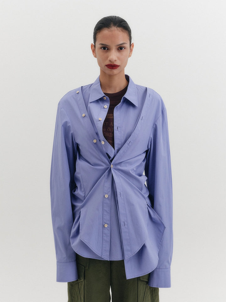 EENK Double-Breasted Transformable Shirt - Lavender