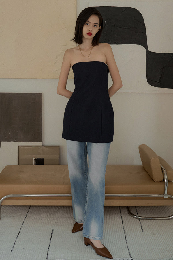 Overdueflair Volume Tube Dress Navy