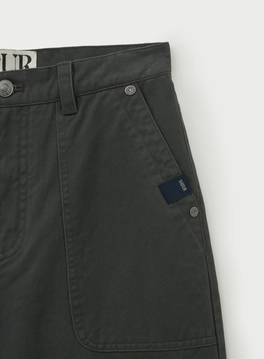 [satur] (W) Dying Semi Wide Fatigue Pants - Charcoal