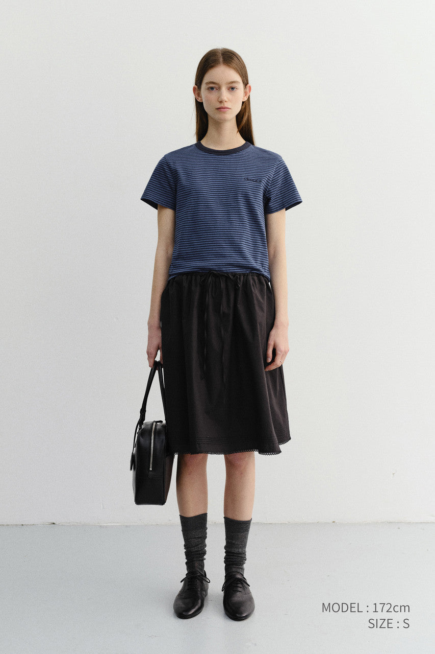 Dunst Essential Stripe Logo T-Shirt Blue Navy Stripe