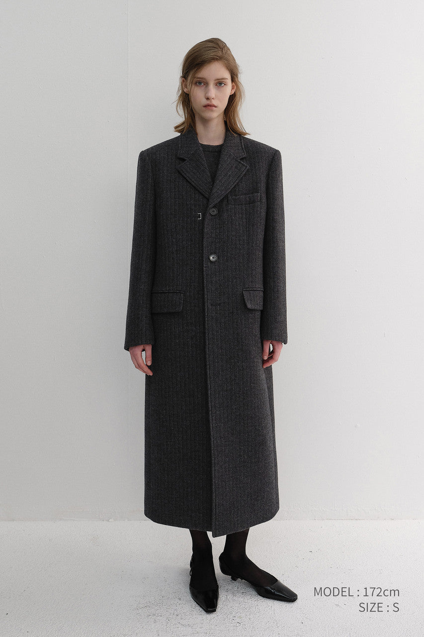Dunst Unisex 2-Way 3 Button Coat Grey Stripe