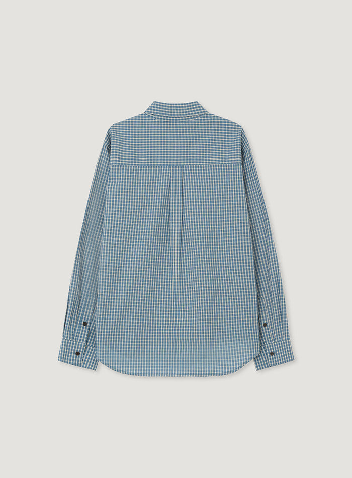Mango Maniplease Coco Check Shirt Blue
