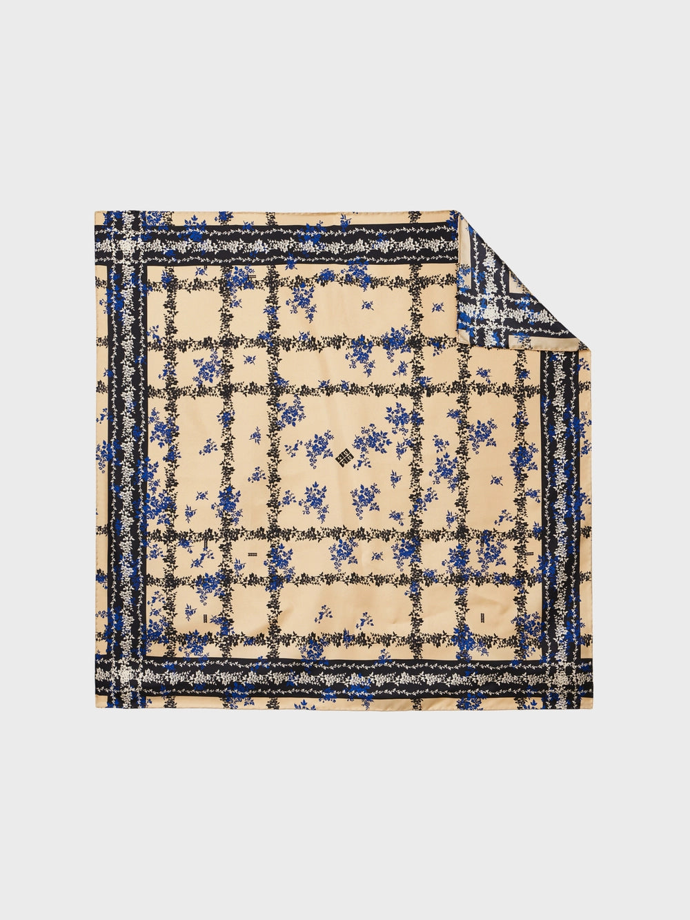 EENK Printed Silk Scarf - Check Beige