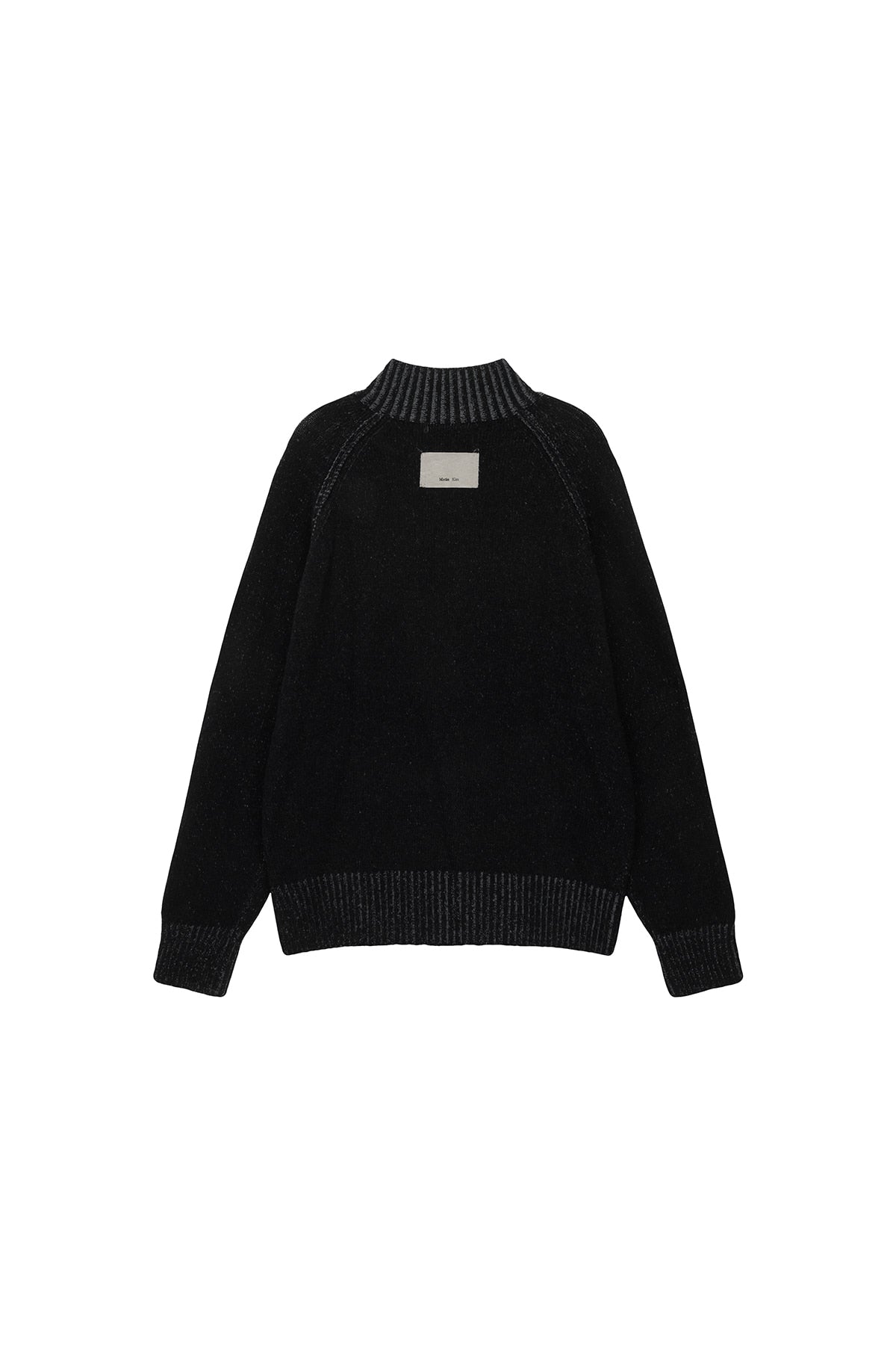 [matinkim] TWO TONE MIXED KNIT ZIP UP FOR MEN IN BLACK