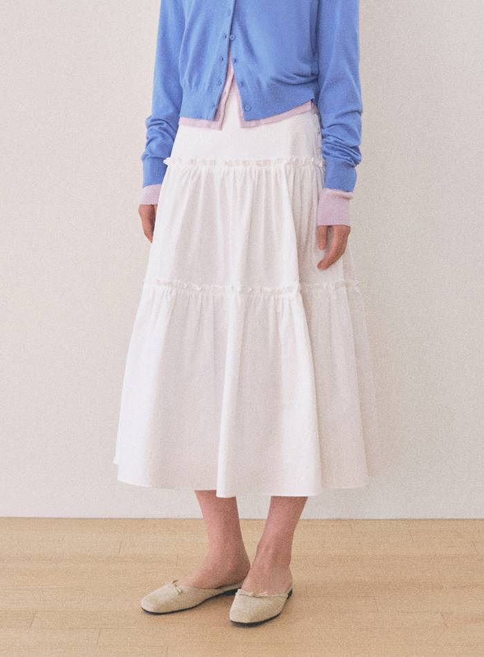 Mango Maniplease Naiko Shirring Skirt Ivory