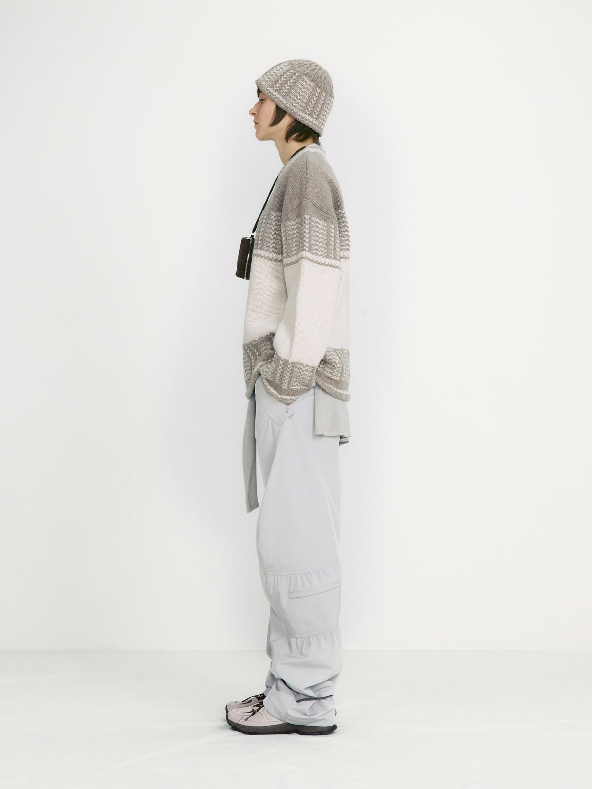 Low Classic Shirring Padded Pants Light Grey