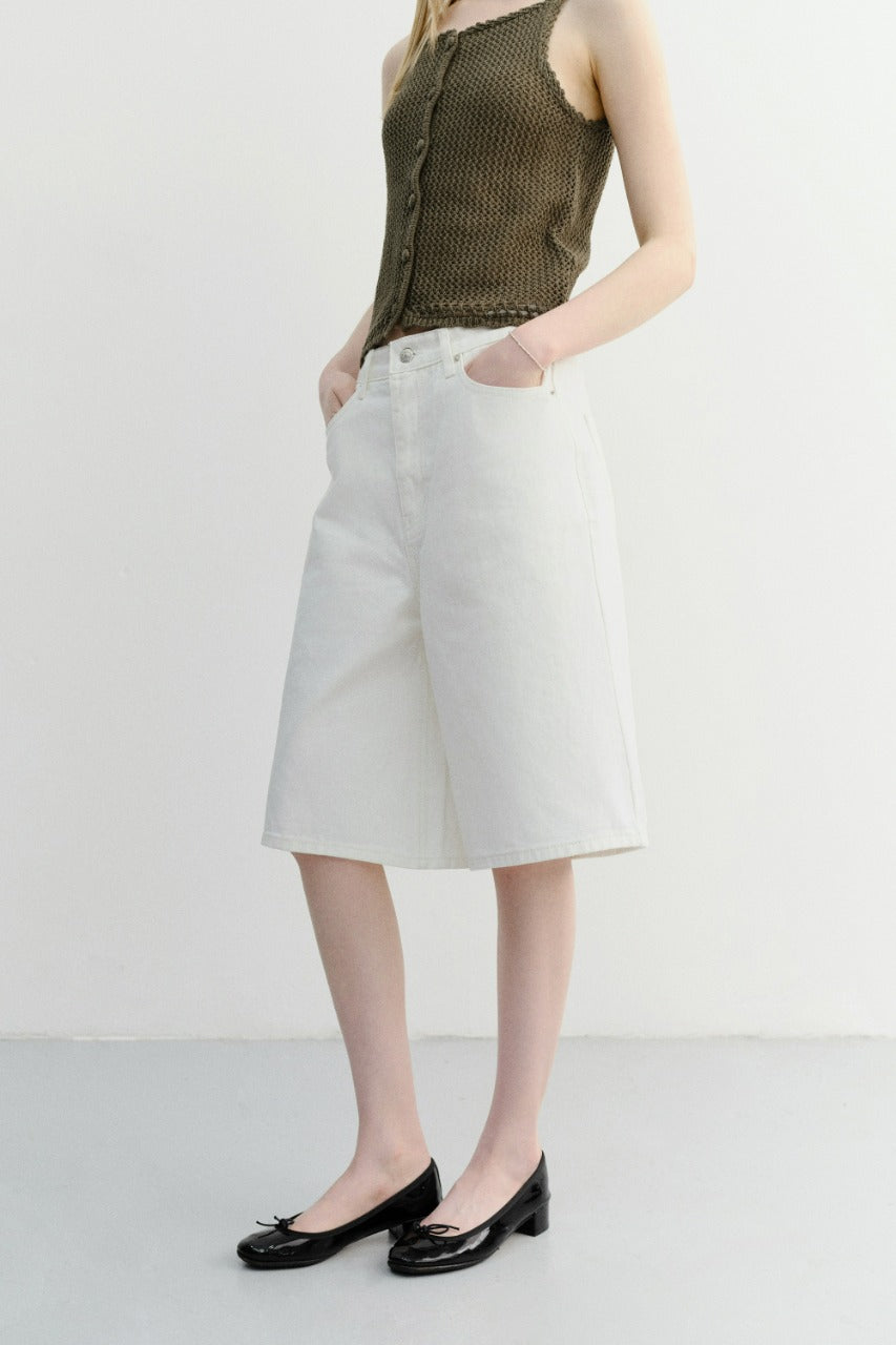 Dunst Relaxed Bermuda Denim Shorts Ivory