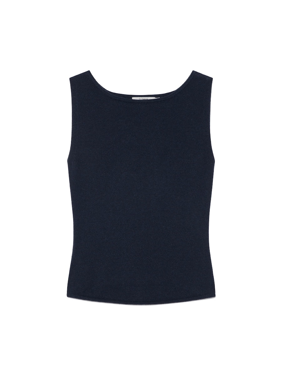 GLOWNY G Knit Slit Sleeveless Top (Navy)