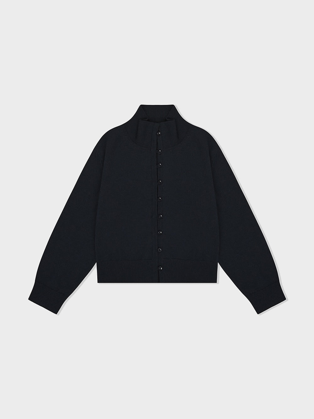 Low Classic High Neck Knit Cardigan Navy