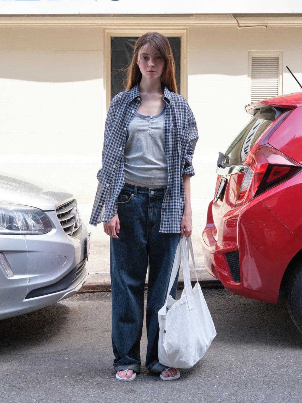 Low Classic Oversized Lc Sheer Checked Shirt Navy
