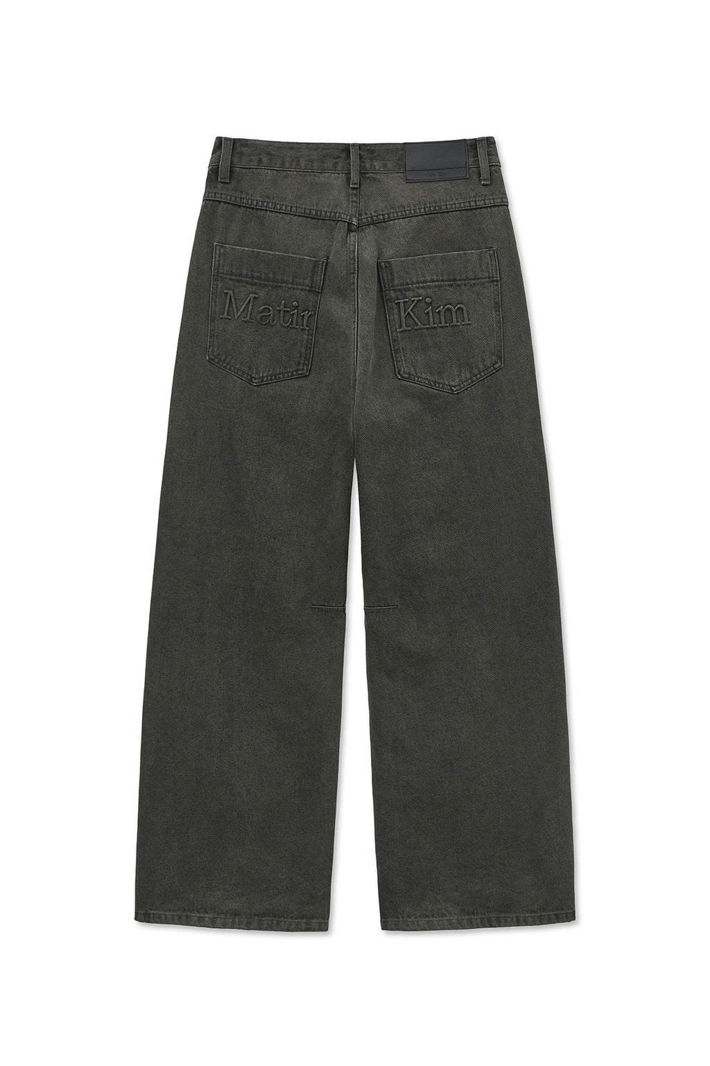 [matinkim] BACK LOGO WIDE DENIM PANTS IN CHARCOAL