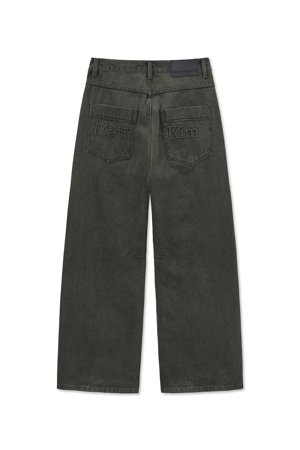 [matinkim] BACK LOGO WIDE DENIM PANTS IN CHARCOAL