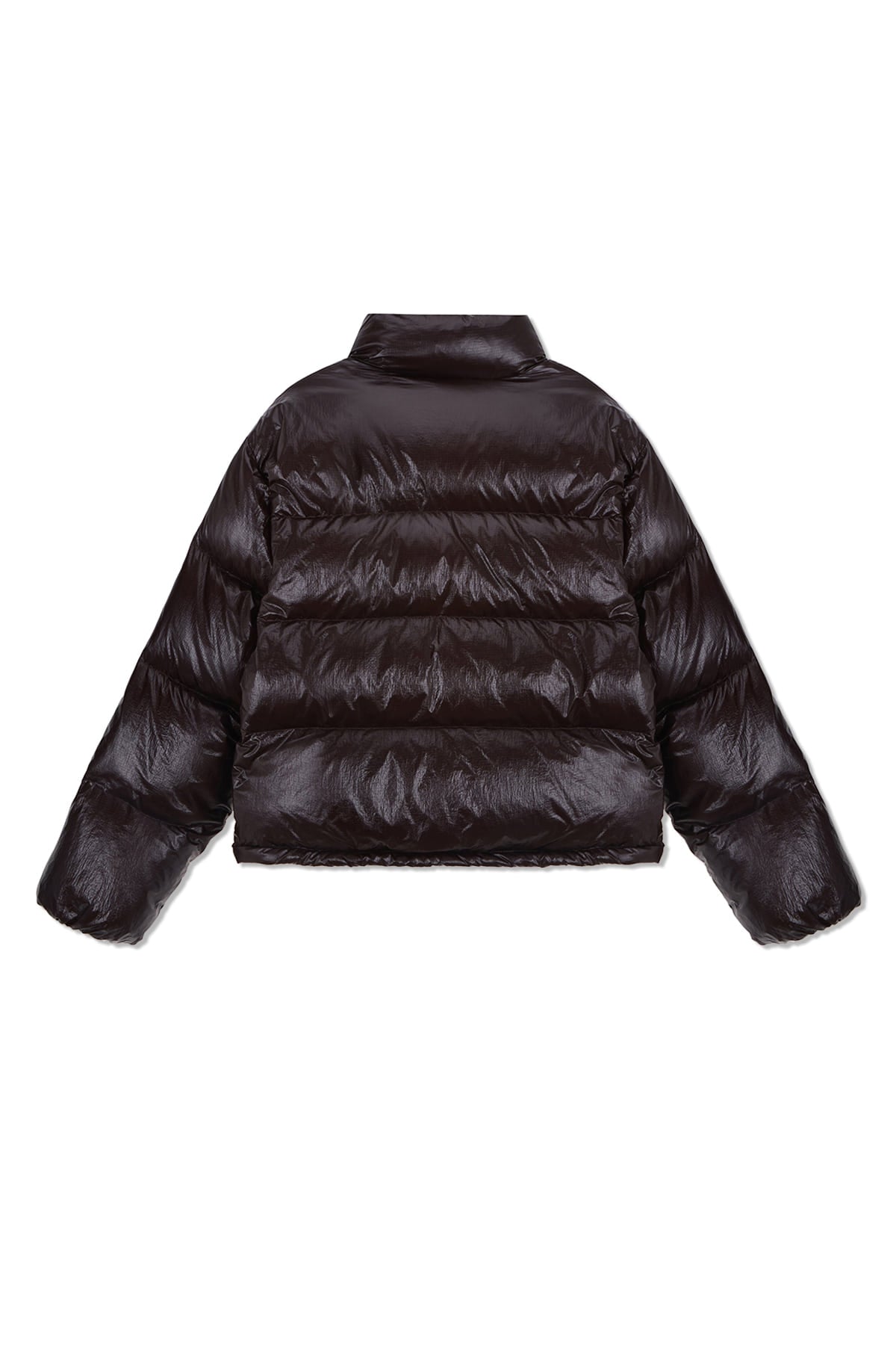 [matinkim] SMALL LOGO VOLUME DOWN JUMPER FOR WOMEN IN DARK BROWN