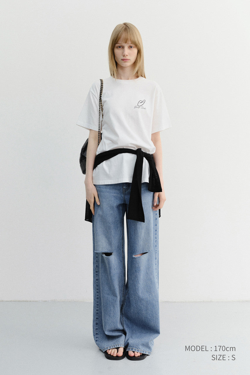 Dunst Unisex Heart D Logo T-Shirt Off White