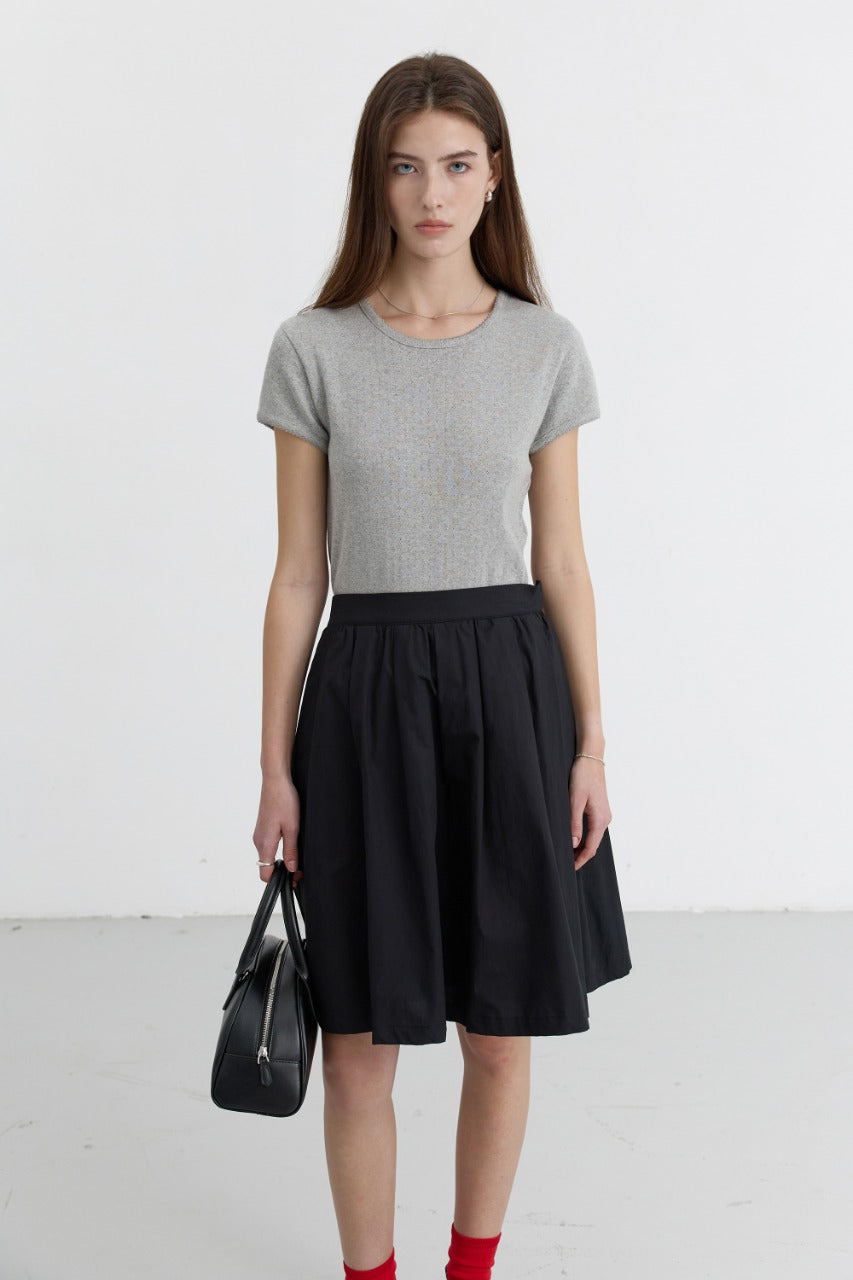 Dunst Essential Slim-Fit Crochet Top Melange Grey