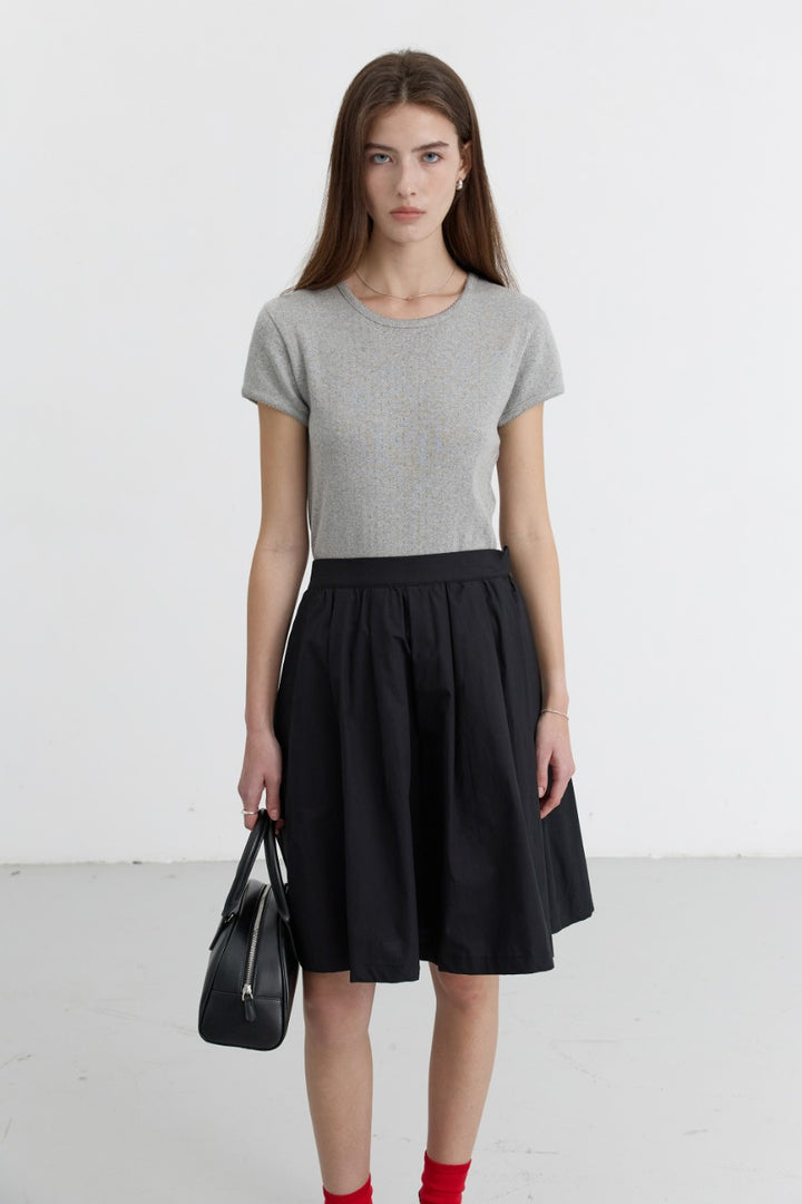 Dunst Essential Slim-Fit Crochet Top Melange Grey