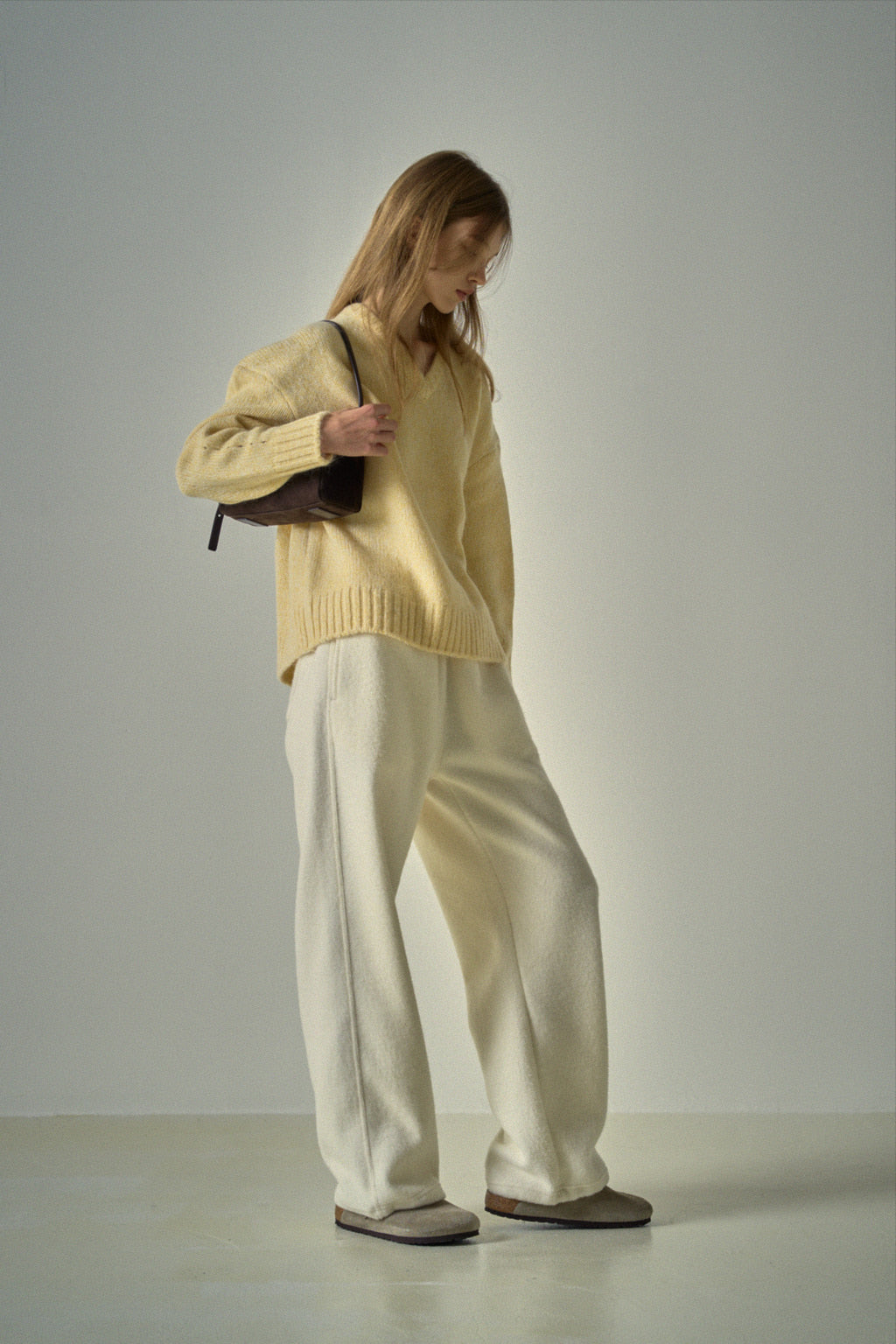Facade Pattern Soft Wool Sweatpants ivory