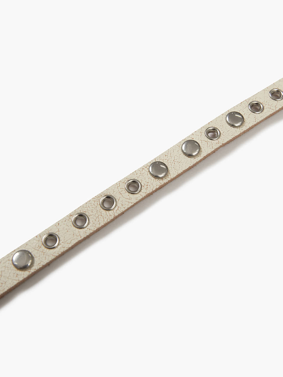 Margesherwood Slim Eyelet Crack Leather Belt ivory