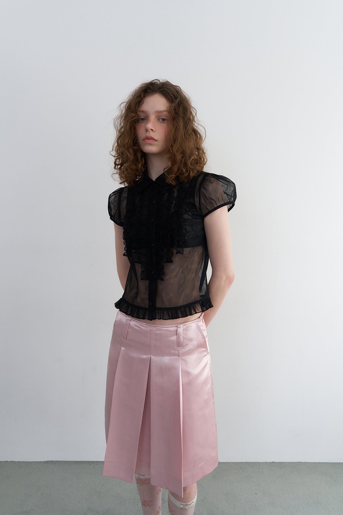 Overdueflair Victorian Frill Mesh Blouse Black