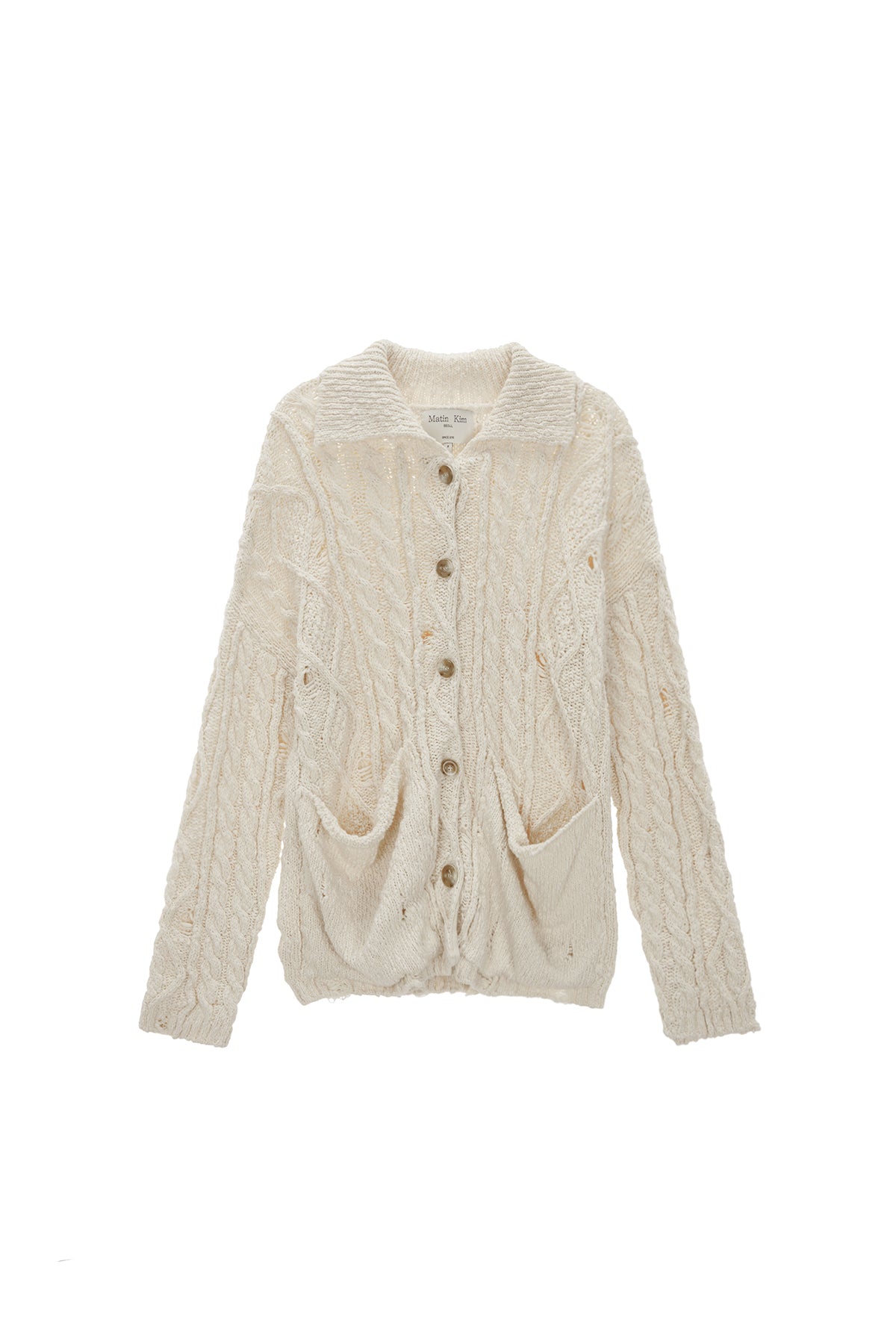 Matinkim Damage Cable Cardigan IN Ivory