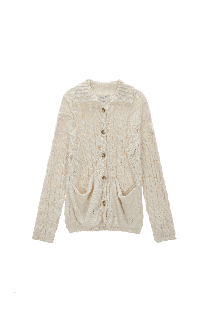 Matinkim Damage Cable Cardigan IN Ivory