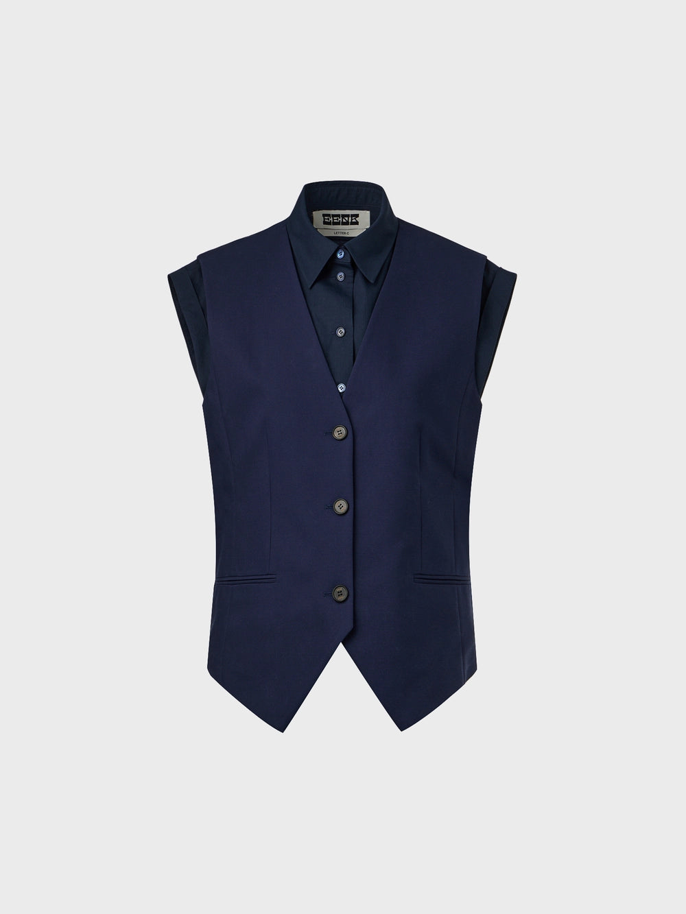 EENK Shirt Layered Vest - Navy