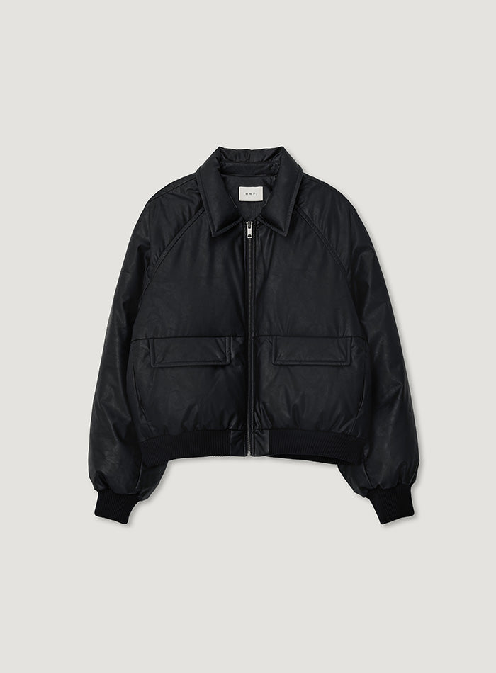 Mango Maniplease Bare Leather Down Jumper Black