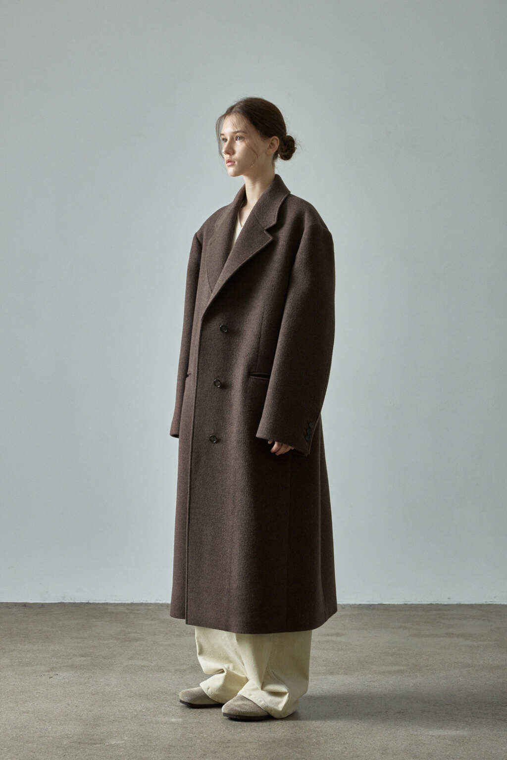 Facade Pattern Cashmere Single Coat melange brown