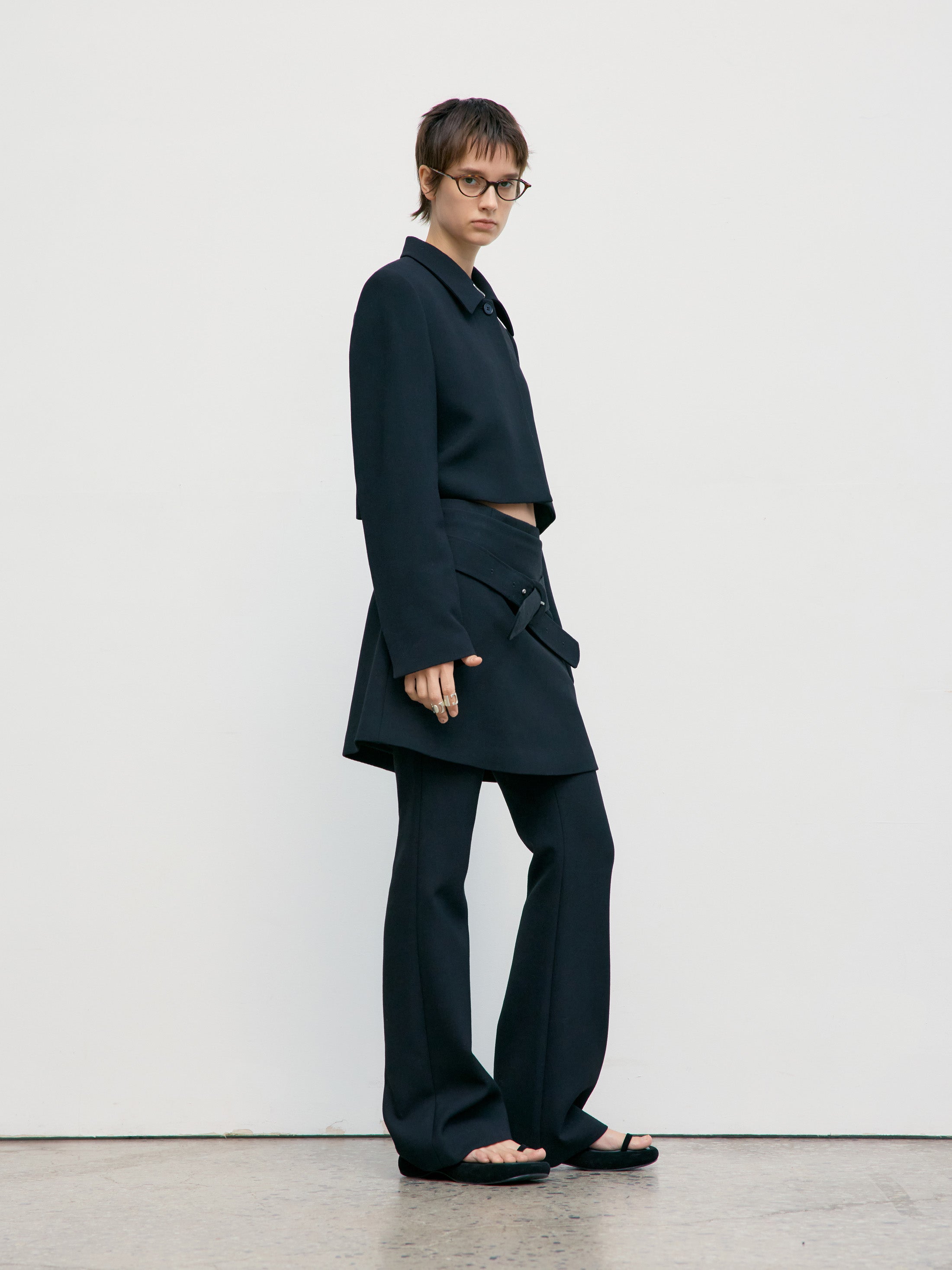 [Low Classic] Belted Mini Skirt_Black