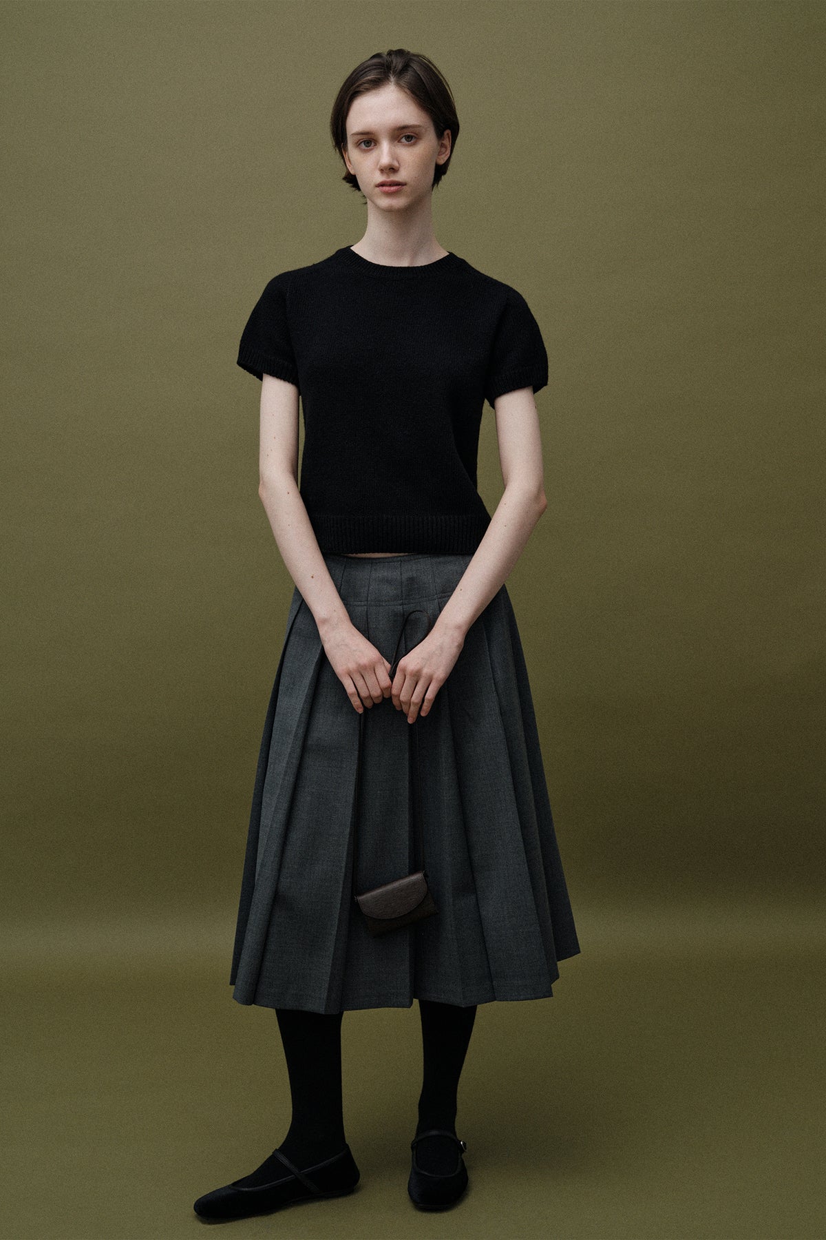 Nothing Written Wool pleated skirt (Gray)