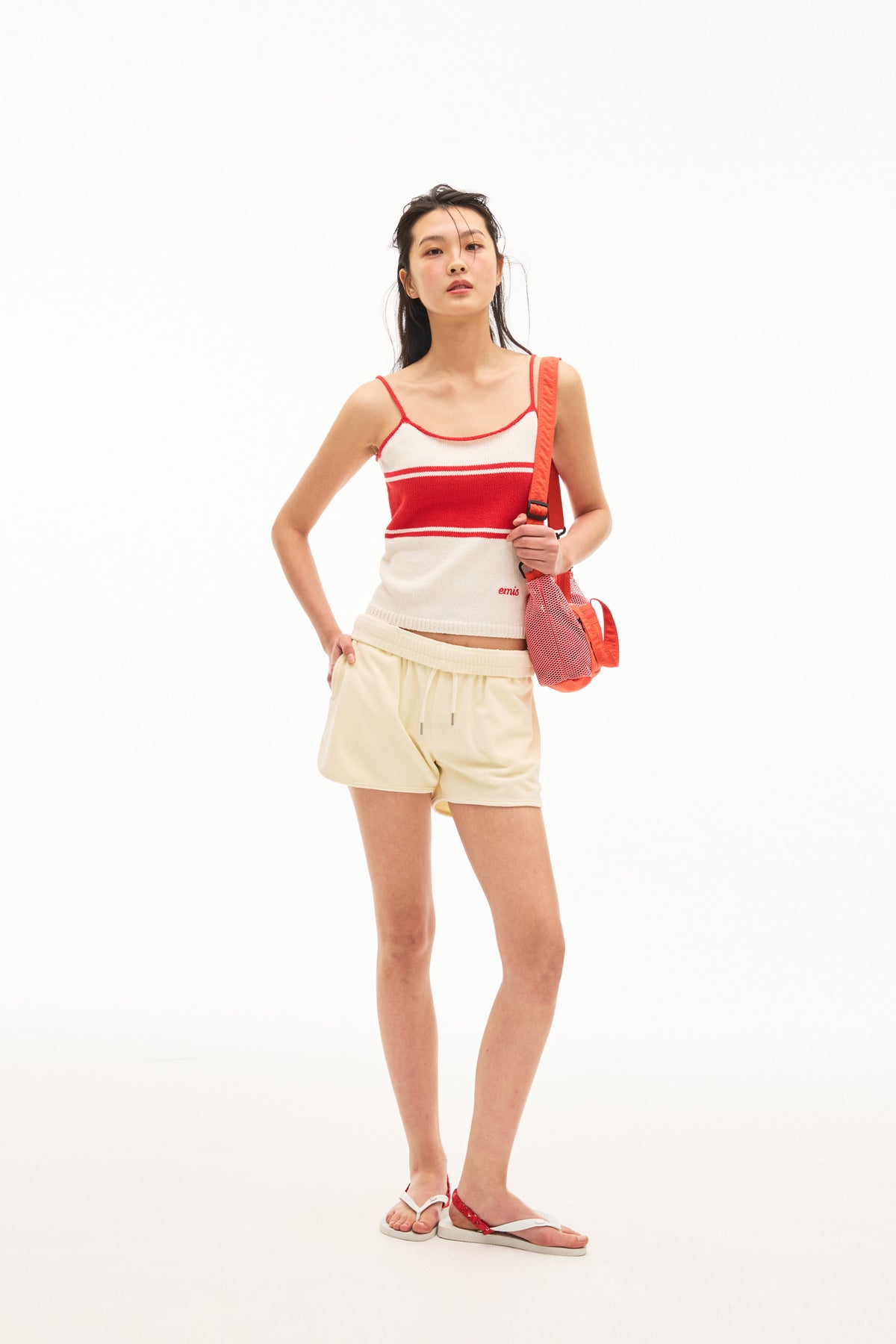 Emis Stripe Knit Sleeveless Top-Ivory