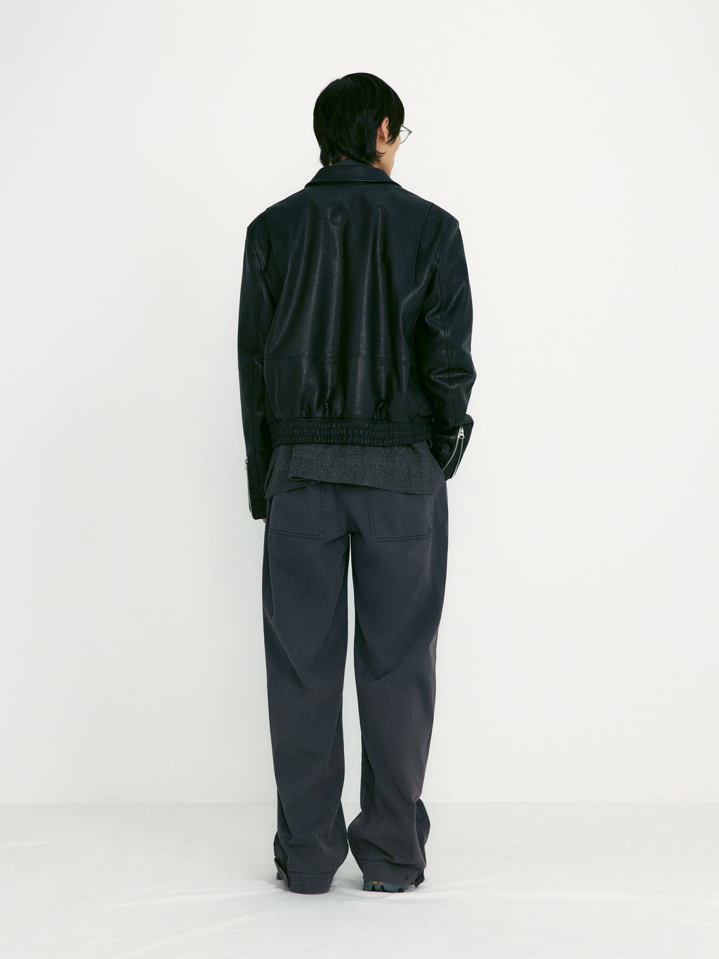 [low_classic] Lined-Fit Leather Blouson Jacket
Black