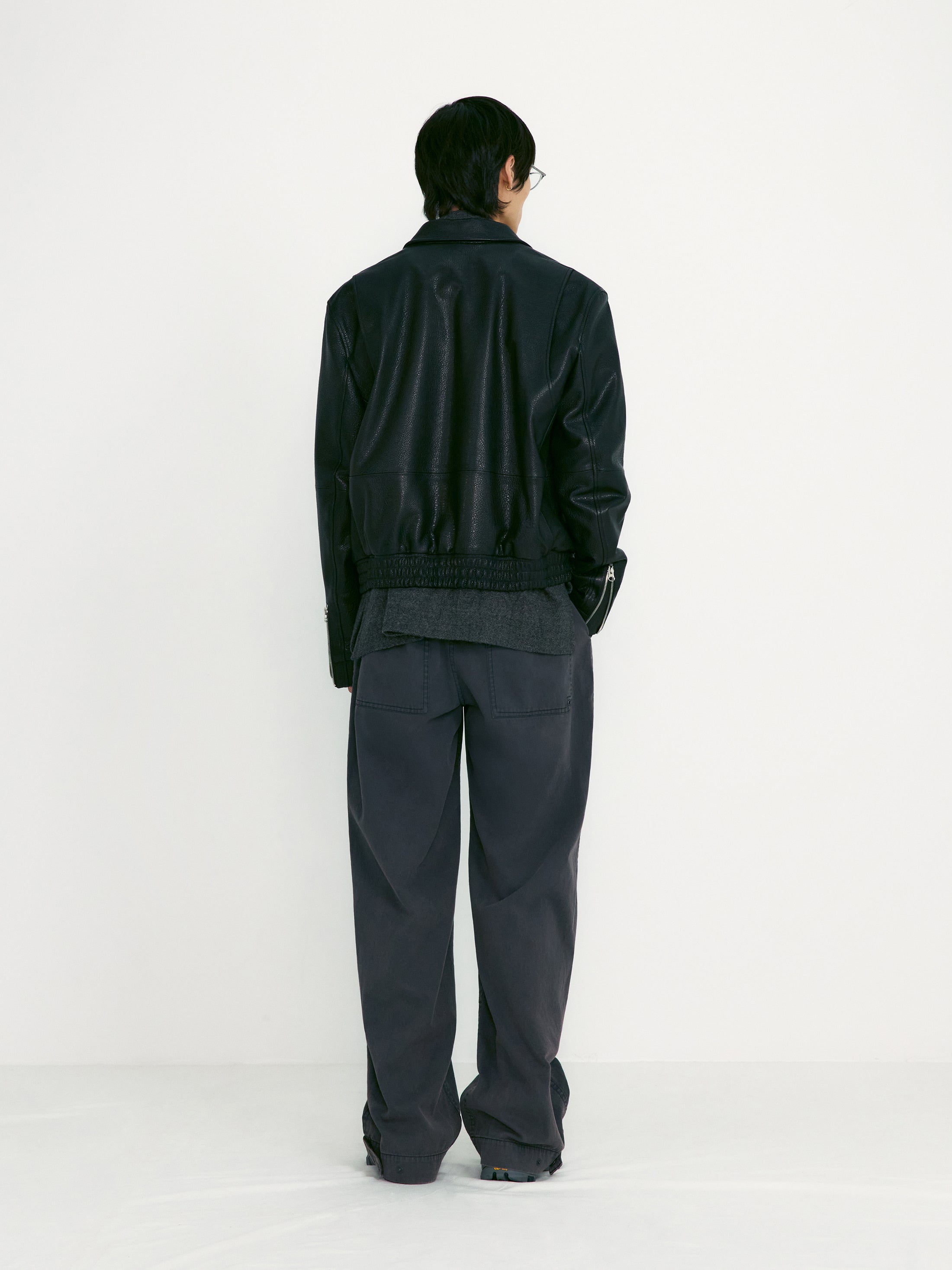 [low_classic] Lined-Fit Leather Blouson Jacket
Black