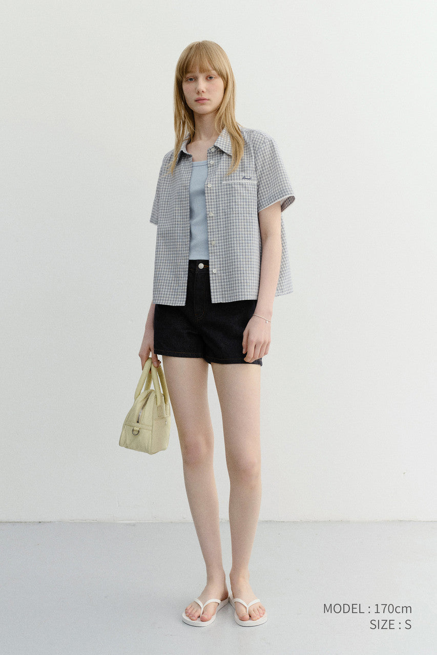 Dunst Laced Checked Shirt Blue Check