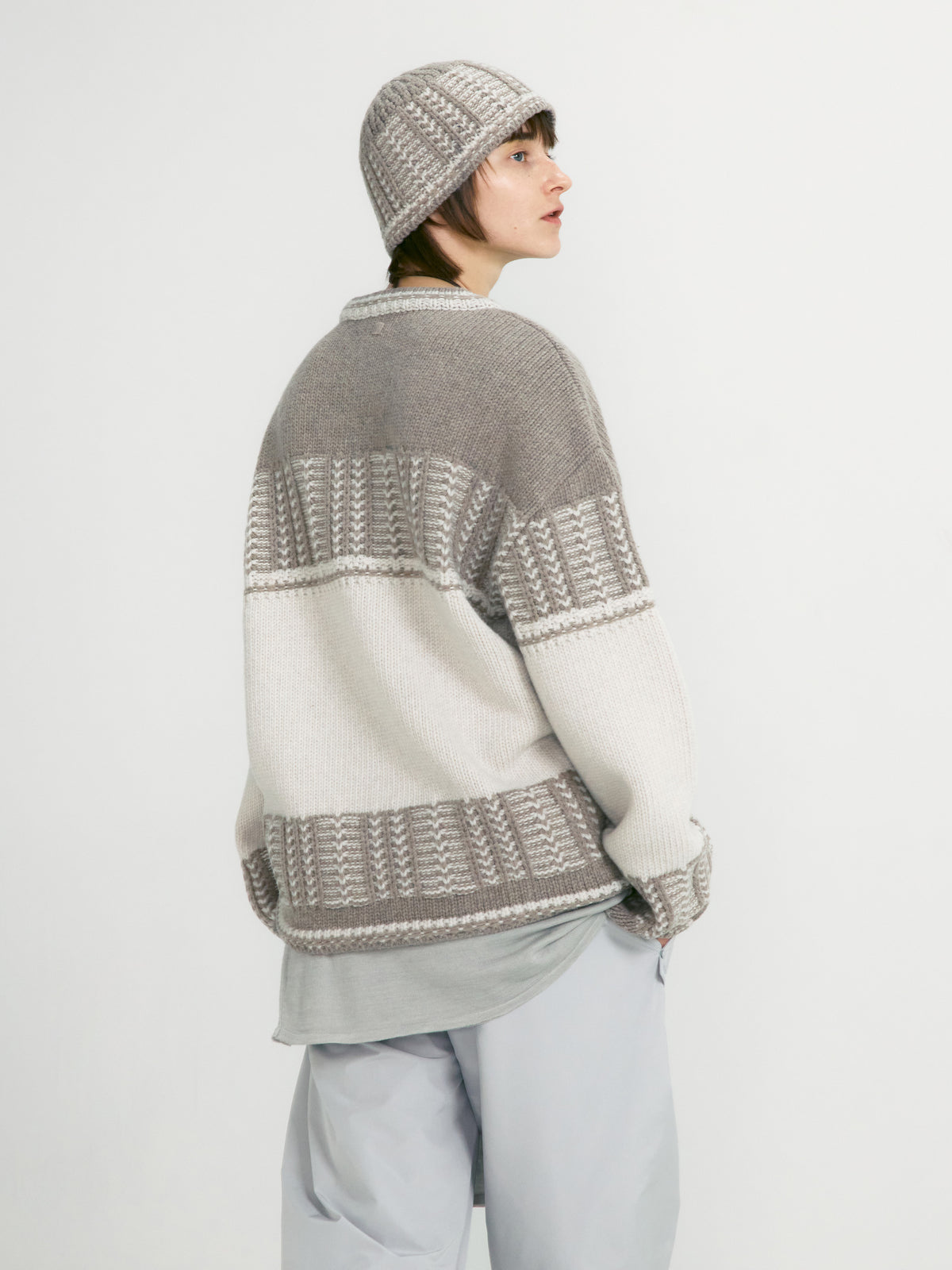 Low Classic Jacquard Knit Beanie Beige