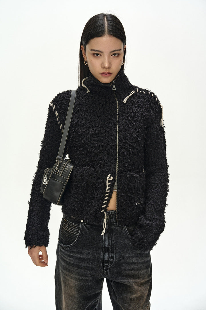 Andersson Bell Hand Stitched Hairy Zip-Up Cardigan
