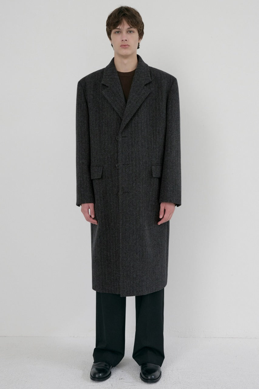 Dunst Unisex Boxy Tailored Coat Grey Herringbone