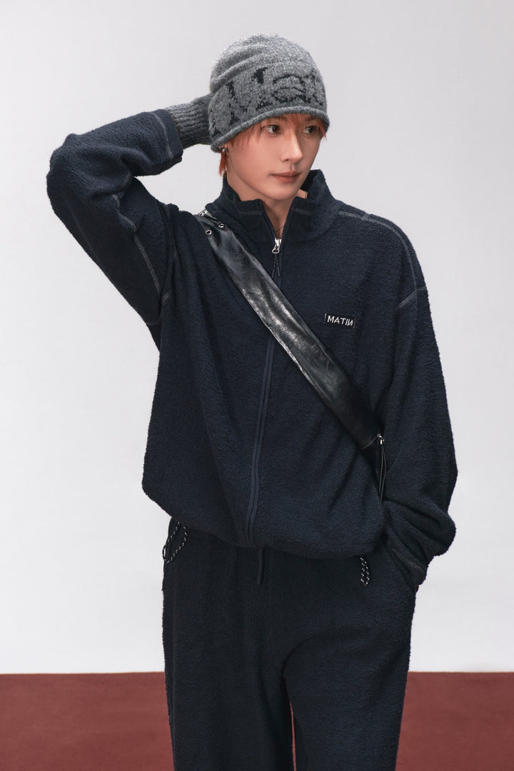 Matinkim Boucle Texture Knit Pants In Dark Navy