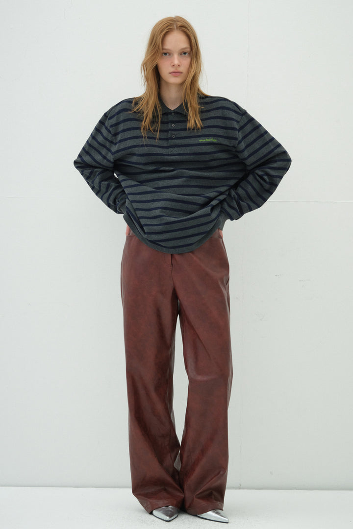 Overdueflair Semi Wide Leather Pants Red