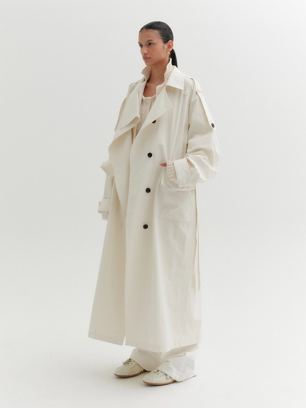 EENK Relaxed Trench Coat - Ivory